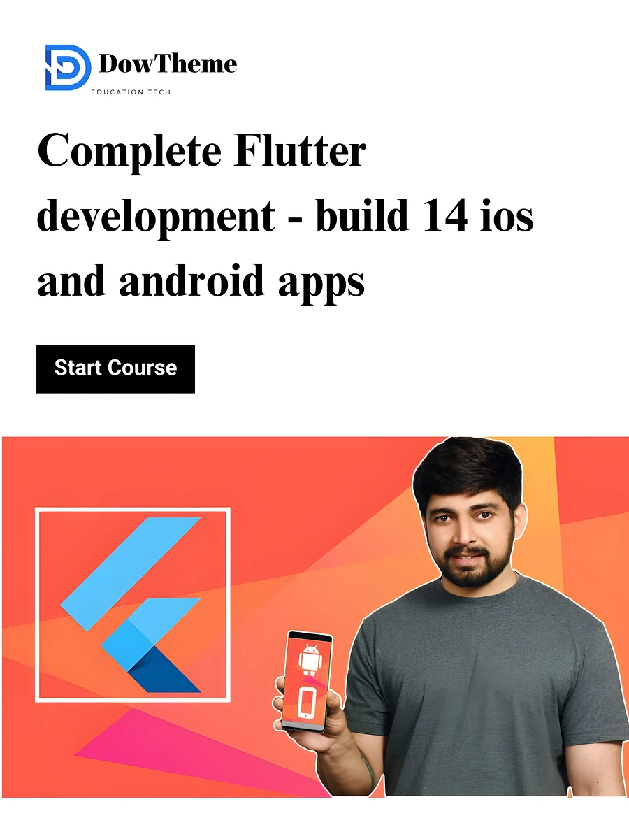 Complete Flutter development - build 14 ios and android apps Full Course product image (1)