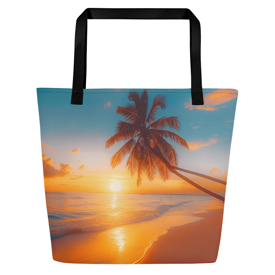 Tote Bag: Sunset at Beach Palm Trees Island Ocean Waves Design product image (3)