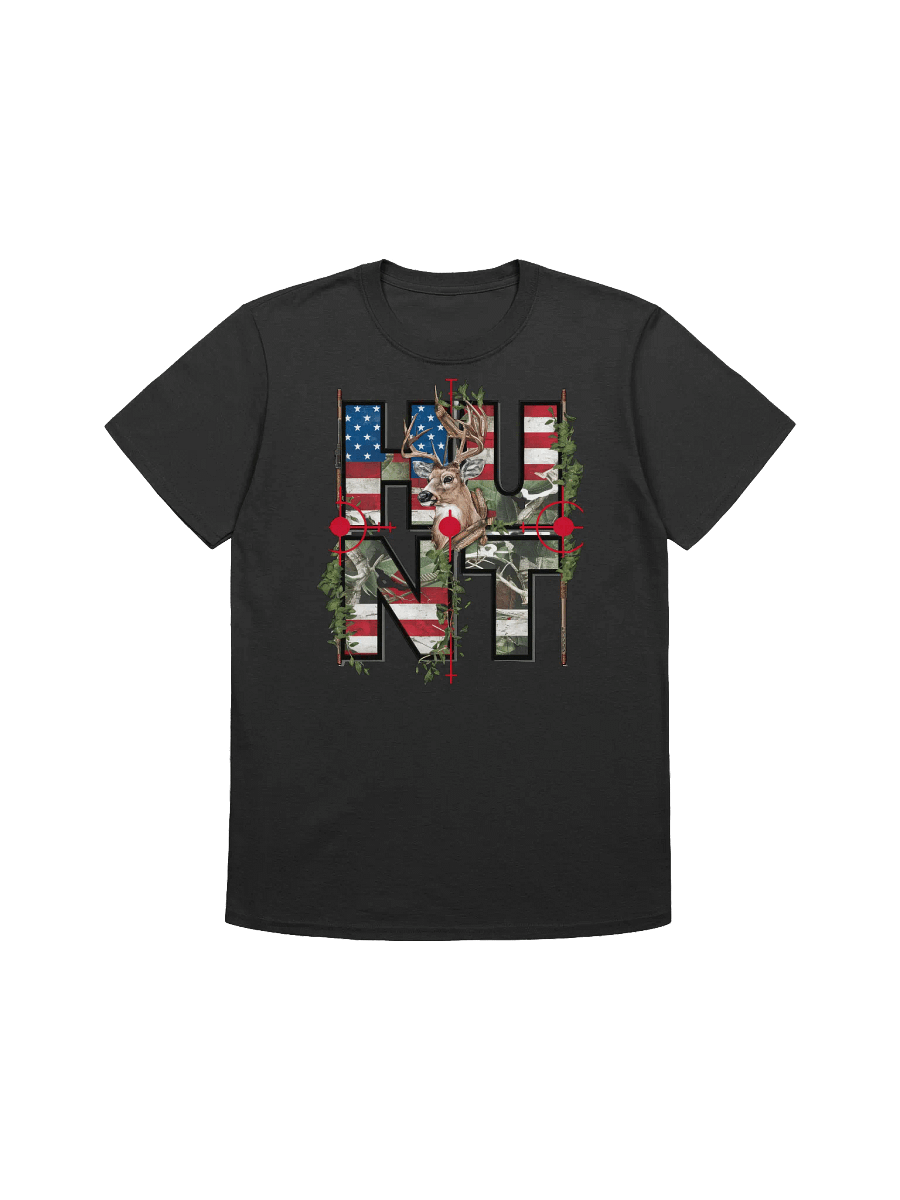 Patriotic Hunt - American Flag Deer Hunting Graphic T-Shirt product image (1)