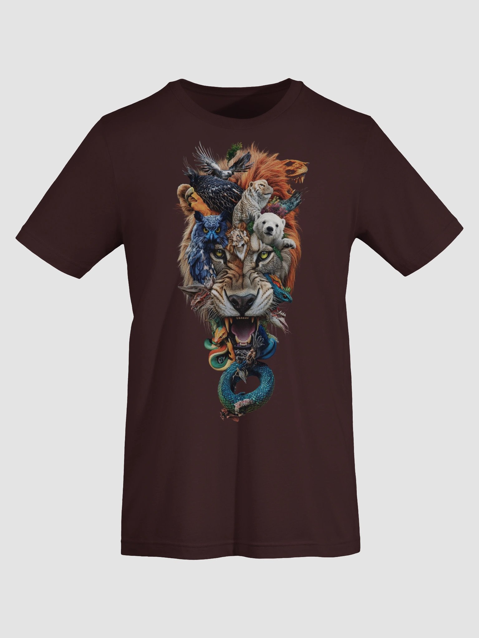 Majestic Animal Collage with Lion, Birds, and Marine Life T-Shirt product image (4)
