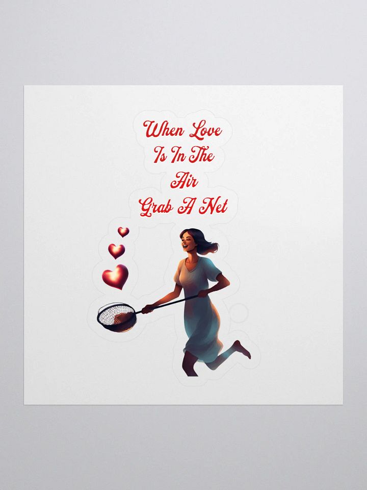 When Love Is In The Air, Grab A Net, Valentine's Day Gift Sticker product image (1)