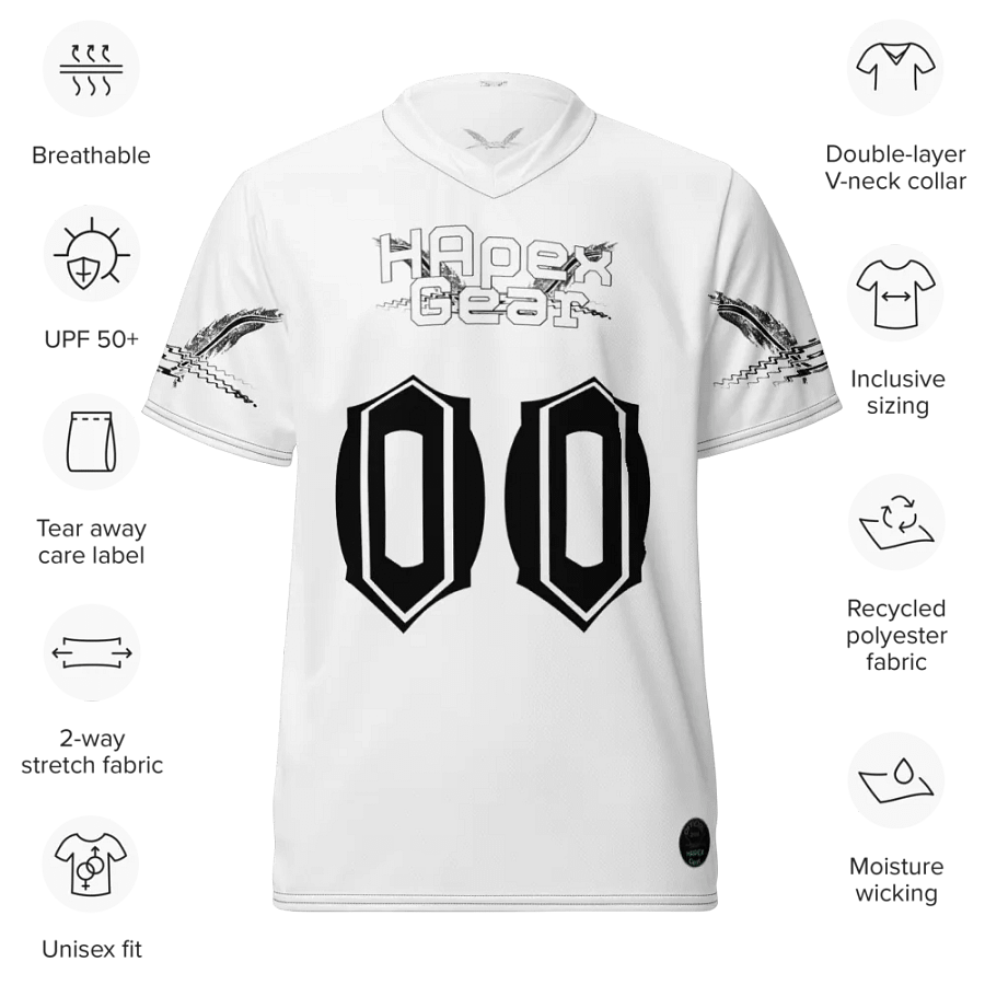 Capital SYNC - White - Recycled Unisex Sports Jersey - White HApex Gear Black Logo product image (9)