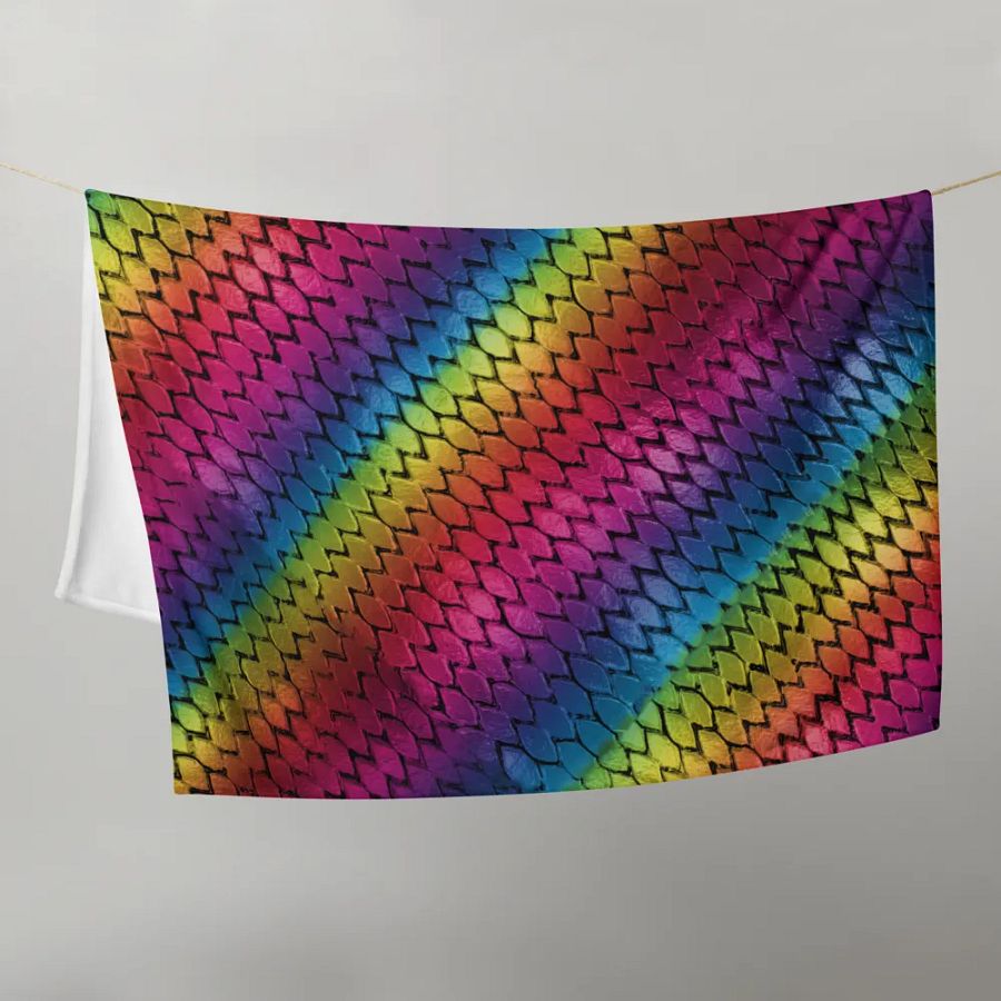 Diagonal Rainbow Dragon Scales Throw Blanket product image (9)