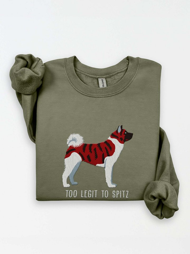 Too Legit to Spitz Sweatshirt (Embroidered) of an American Akita(Brindle & White) product image (1)