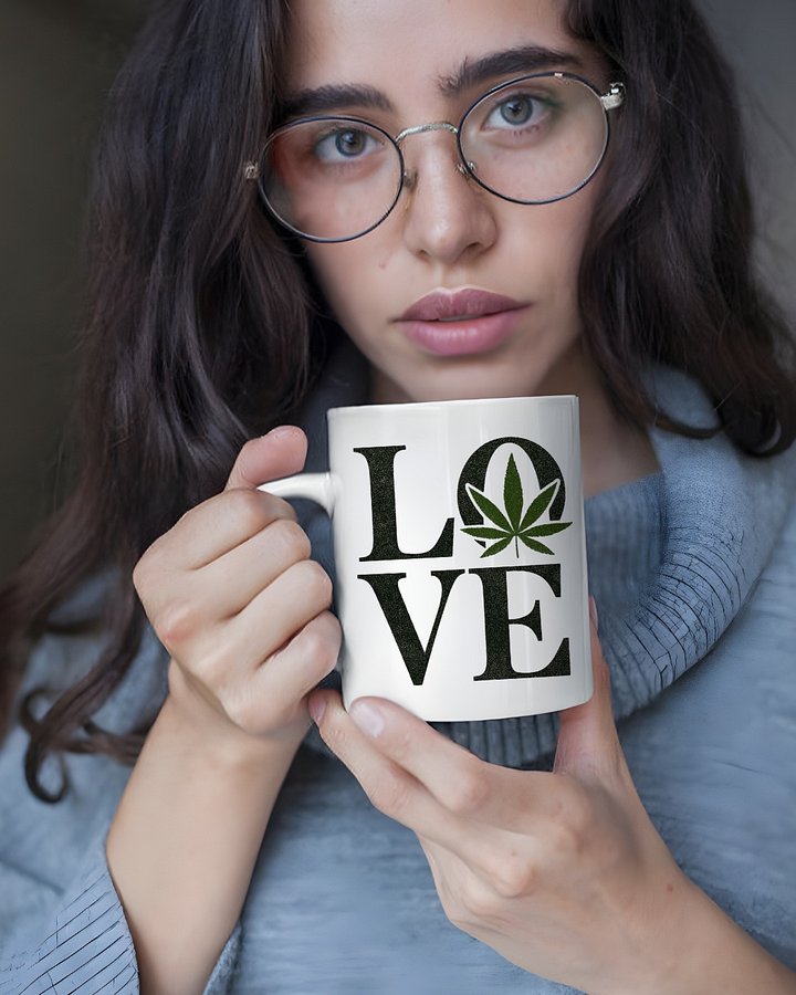 Love Weed Leaf Coffee Mug (White) product image (1)