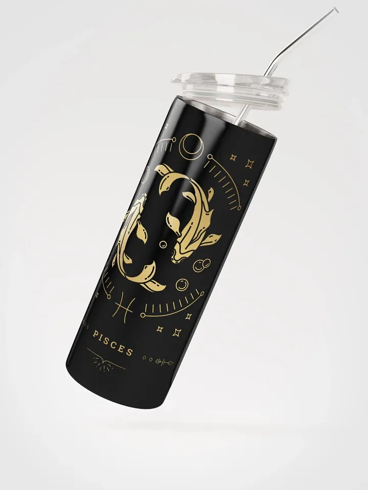 Pisces Zodiac Stainless Steel Tumbler: Radiant Gold Elegance for Astrology Aficionados! ✨♓ product image (2)