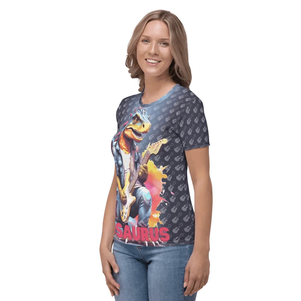 Rockosaurus Dinosaur Playing Guitar All Over Print T-shirt product image (4)