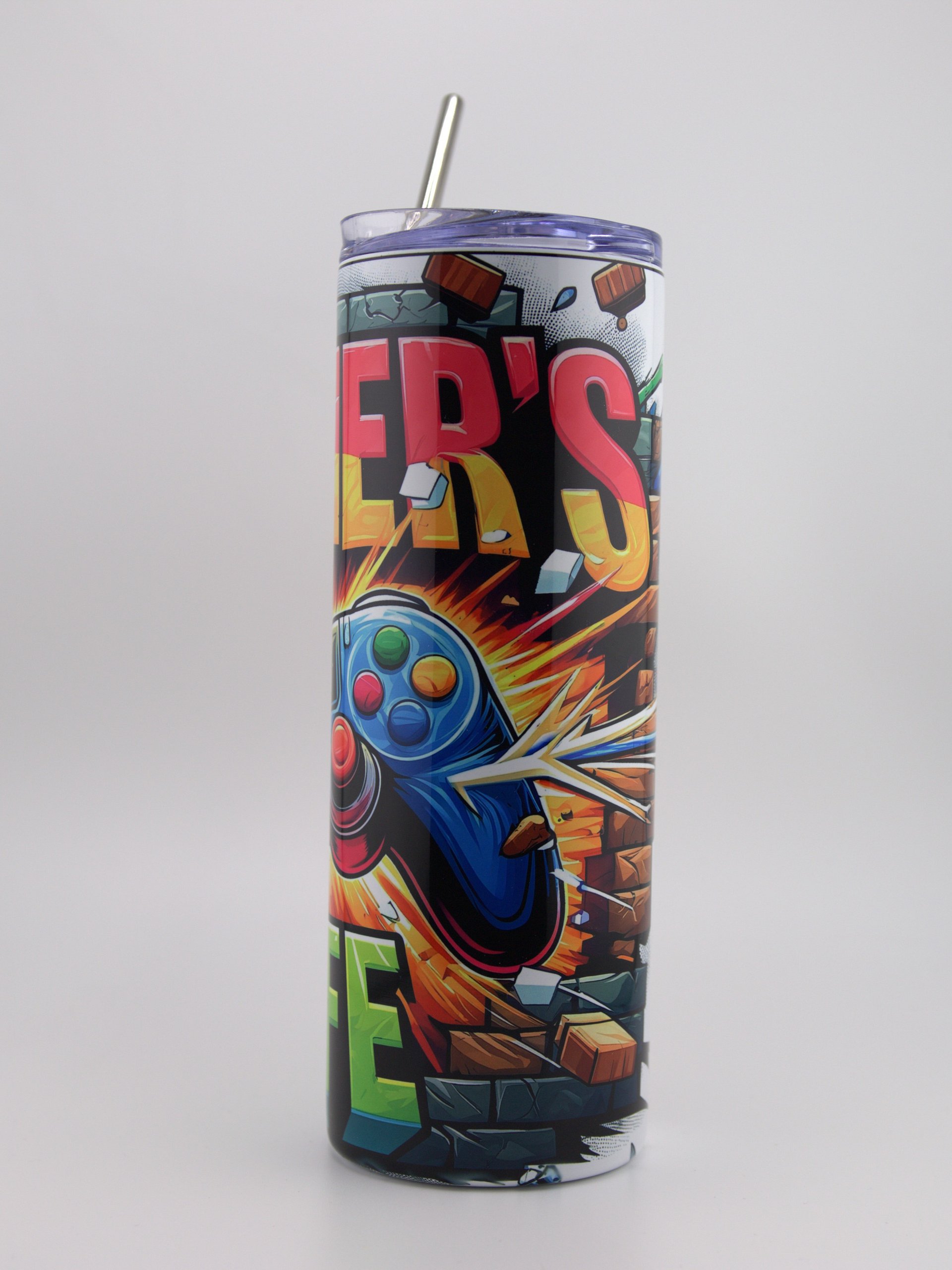 20oz Gamer Life Tumbler with Metal Straw product image (2)