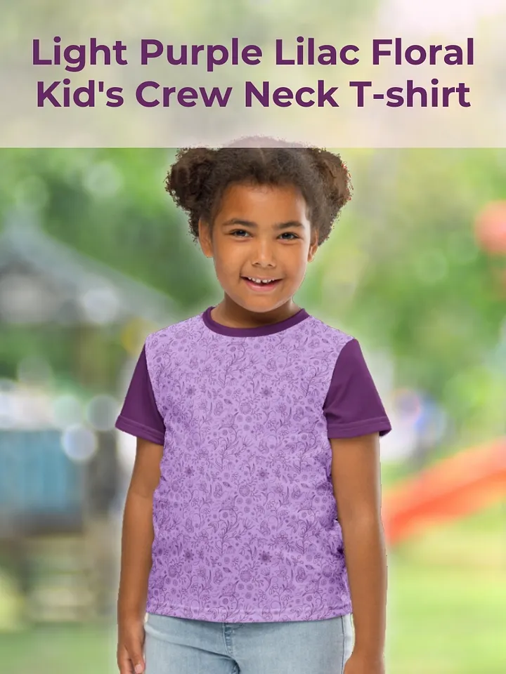 Light Purple Lilac Floral Kid's Crew neck T-shirt product image (1)