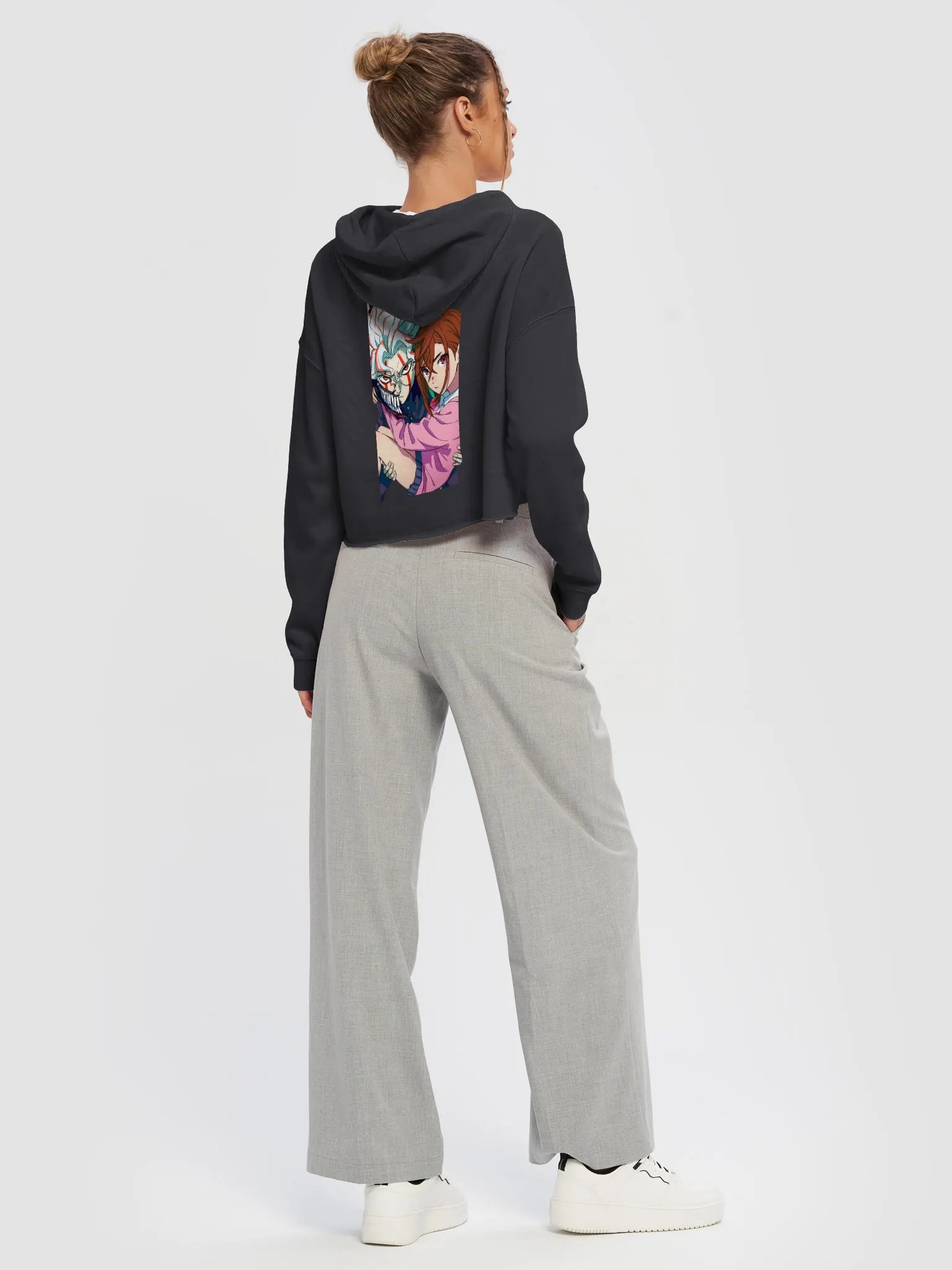 XBOYI x DanDaDan | Hoodie Crop Momo x OKARUN — Amor Paranormal product image (2)