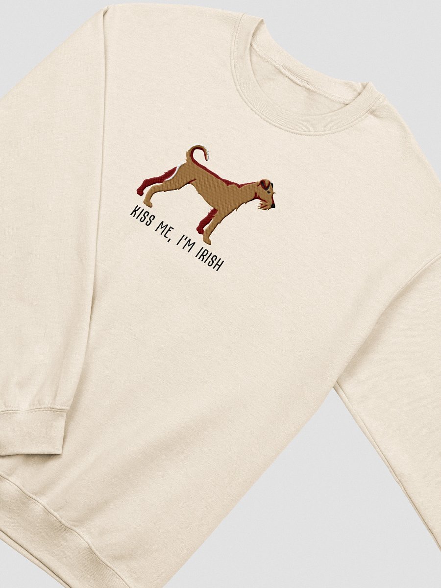 Kiss Me, I'm Irish Sweatshirt (Embroidered) of an Irish Terrier(Tan) product image (18)