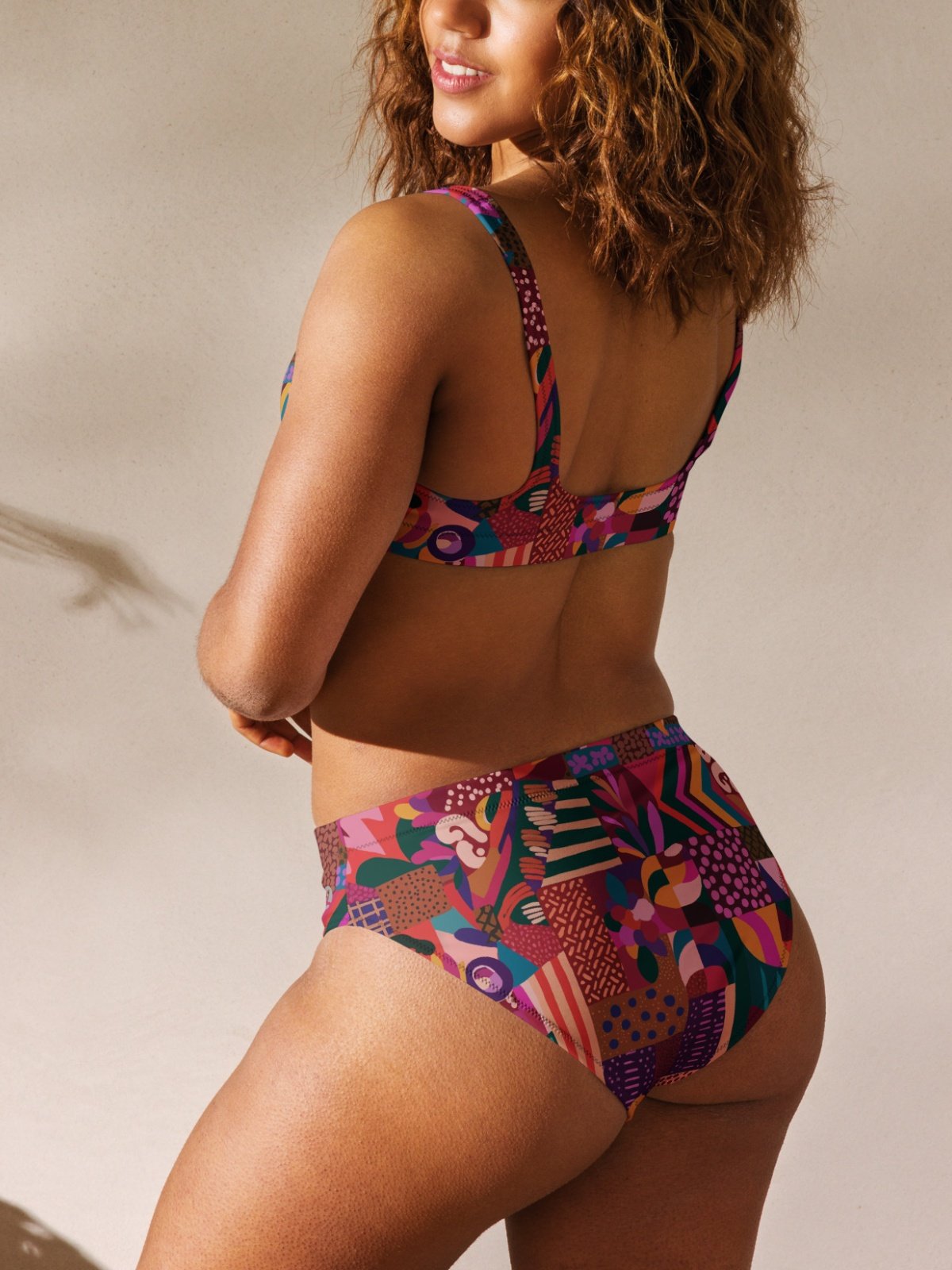 High-Waisted Bikini Bottom "Abstract African Ethnic Pattern" product image (8)