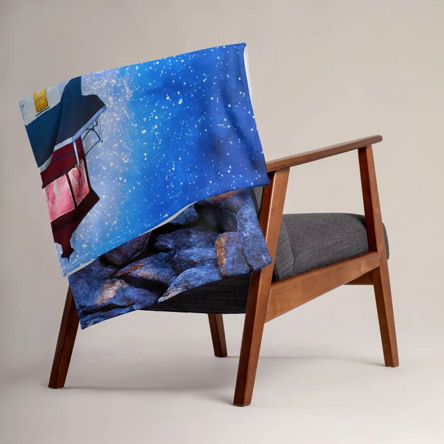 Peggy's Cove Lighthouse By Night Throw Blanket product image (3)