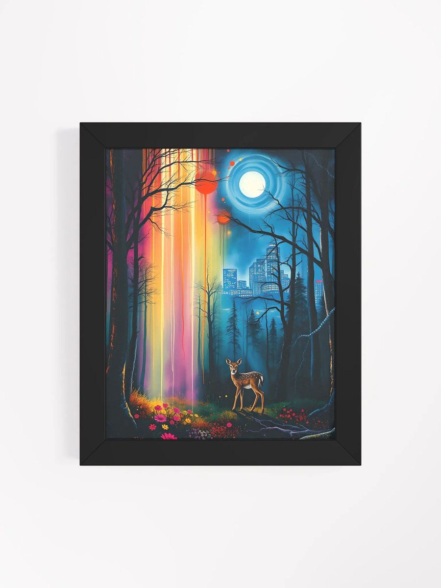 Magical Deer in an enchanted forest, eco friendly wood framed print product image (19)