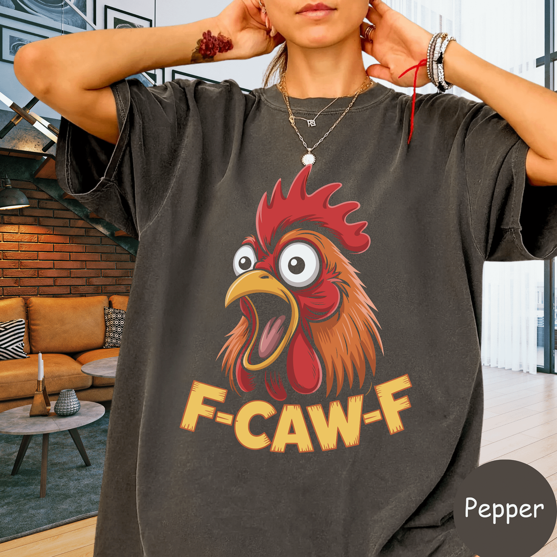 F-CAW-F" Screaming Rooster | Funny Sarcastic Comfort Colors® Tee product image (1)