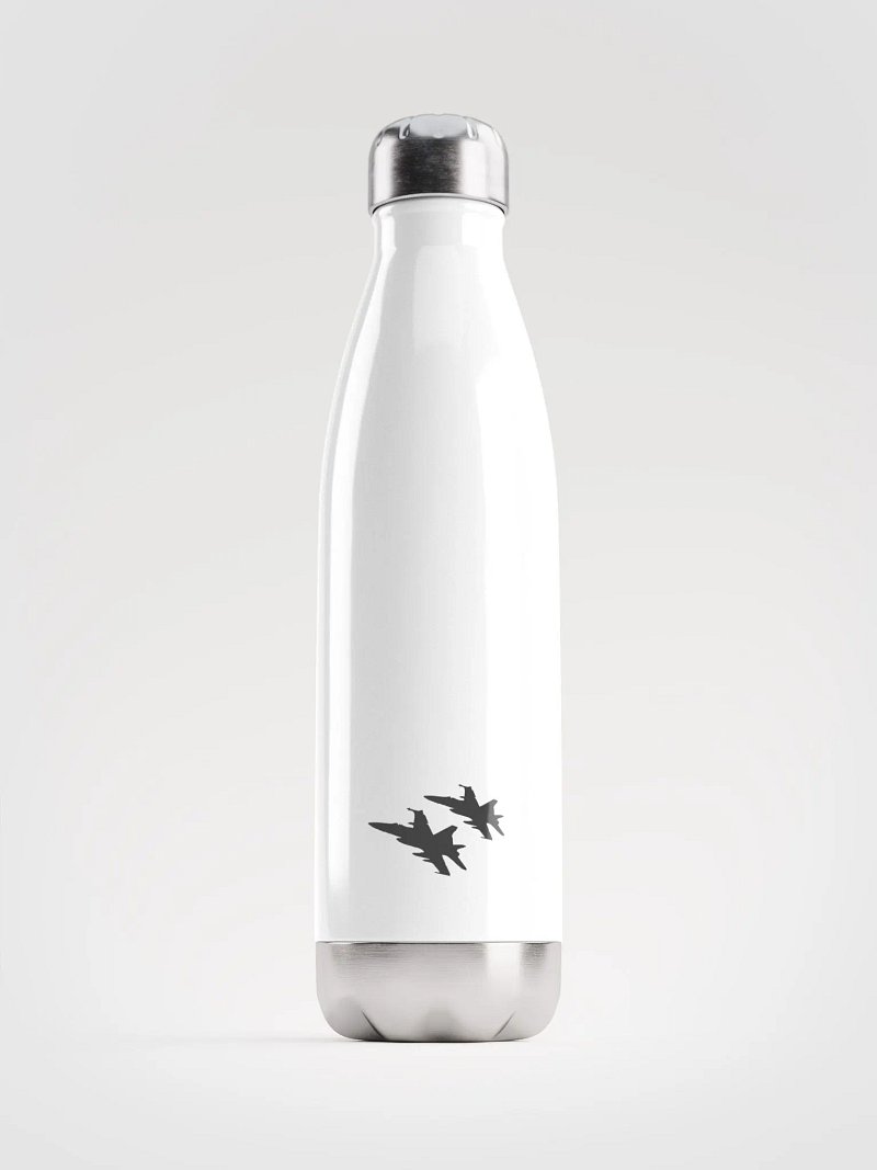 Twin Hornets Logo Water Bottle, White