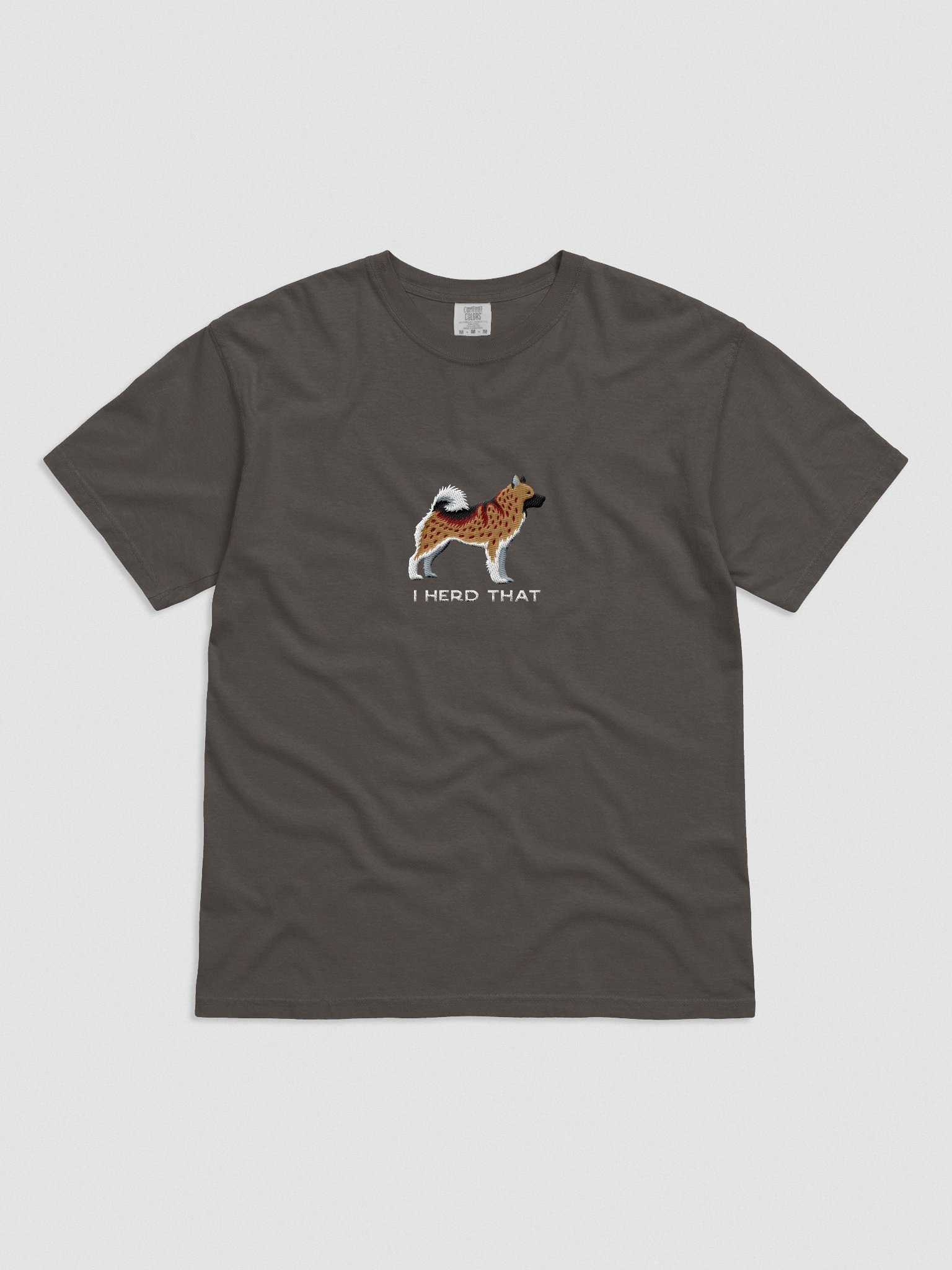 I Herd That T-Shirt(Embroidered) of a Norwegian Elkhound(Brown) product image (4)