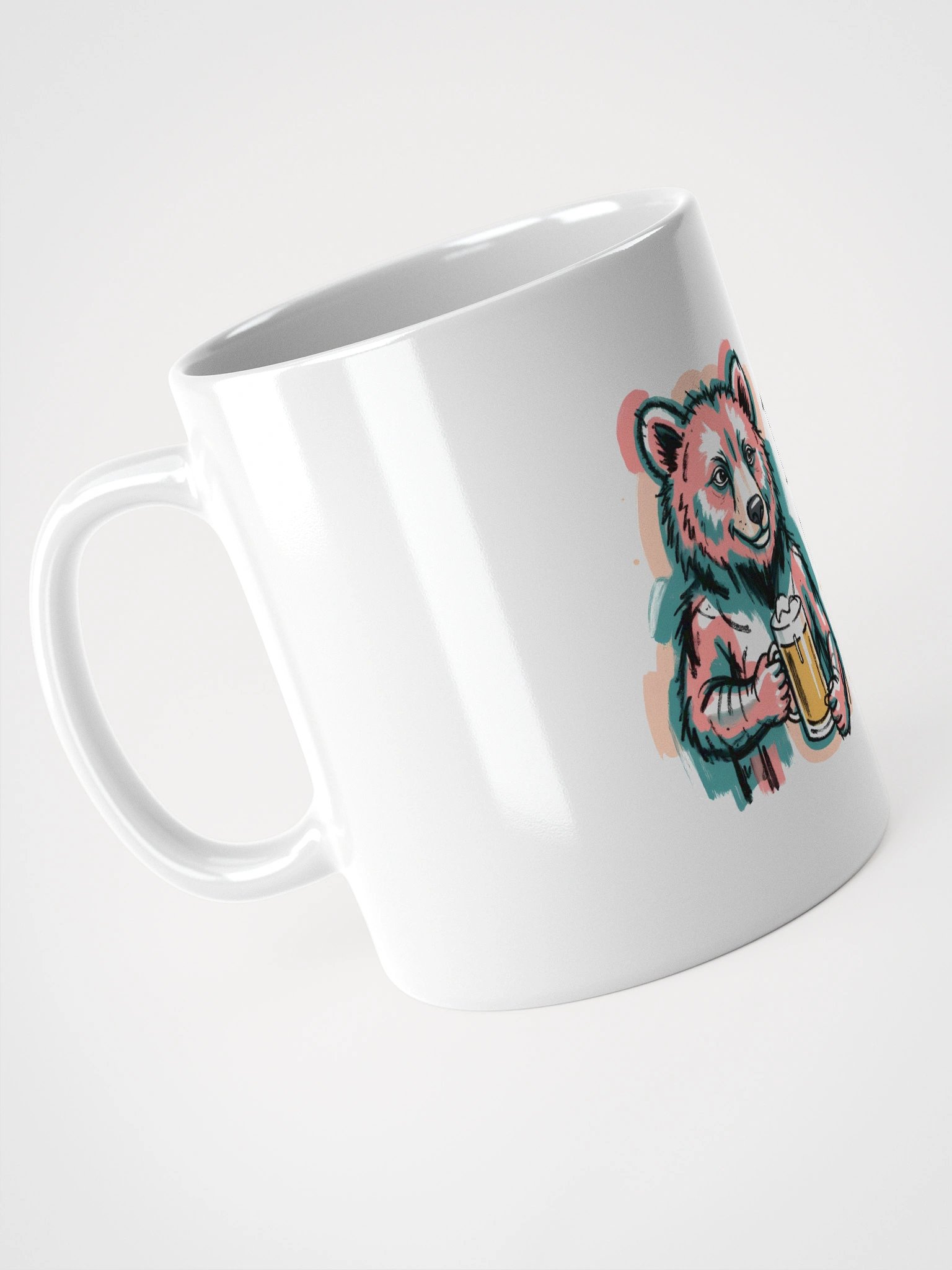 Colorful Bear Enjoying Beer | Vibrant Art Print Glossy Mug product image (9)