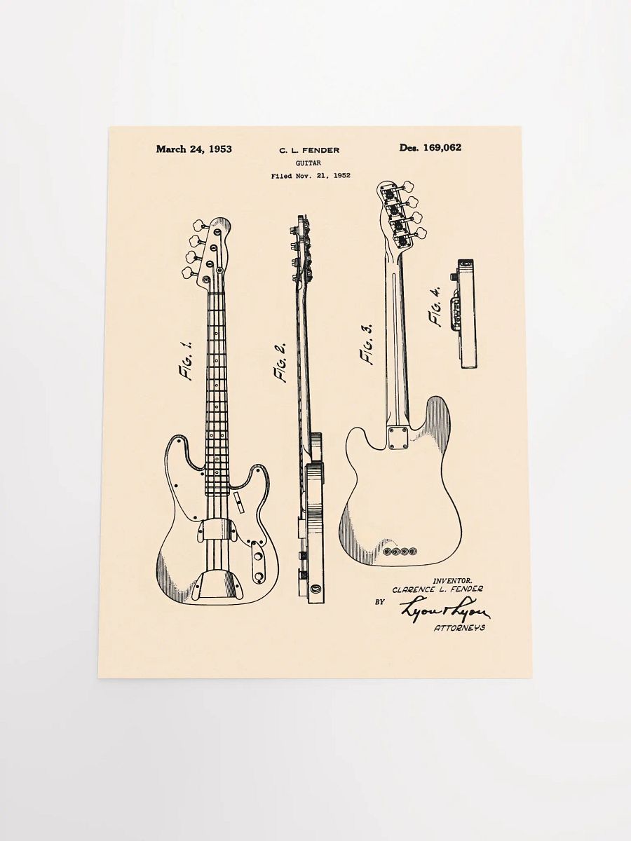 Vintage bass guitar patent print product image (4)