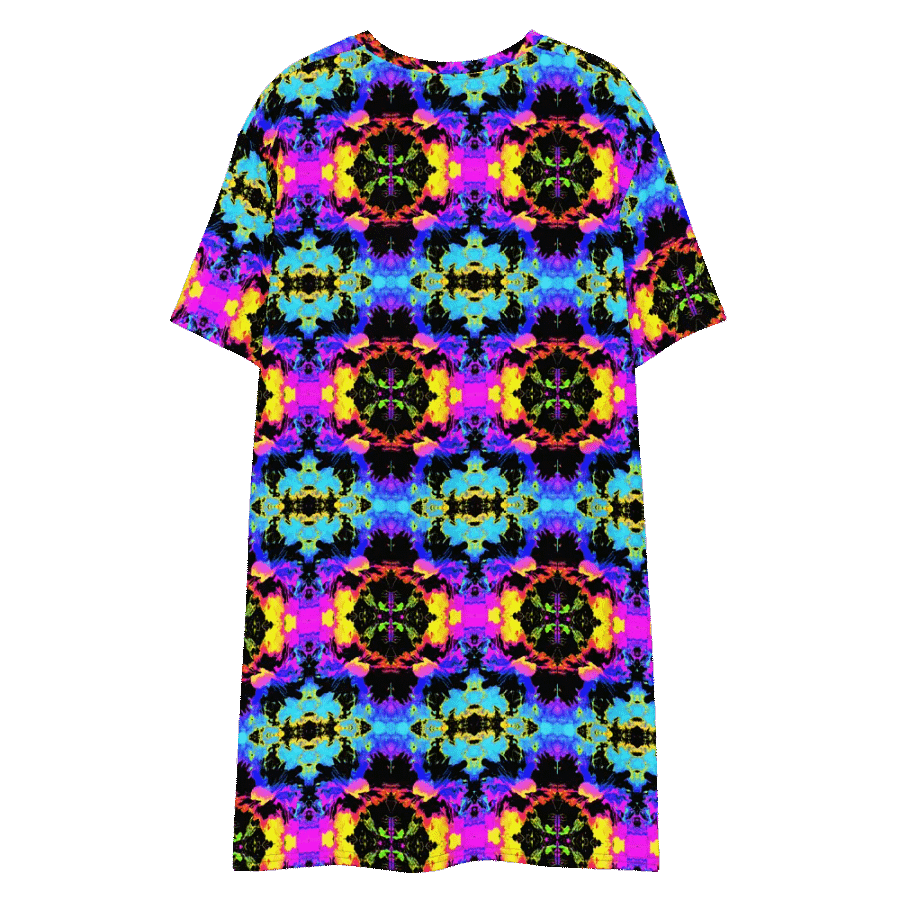Abstract Neon Melting Daises Ladies T Shirt Dress product image (7)