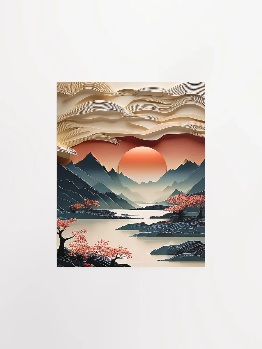Japandi Art Sunset - Poster - Small and Standard Sizes - 8x10-11x14-12x16-16x20 Inches product image (3)