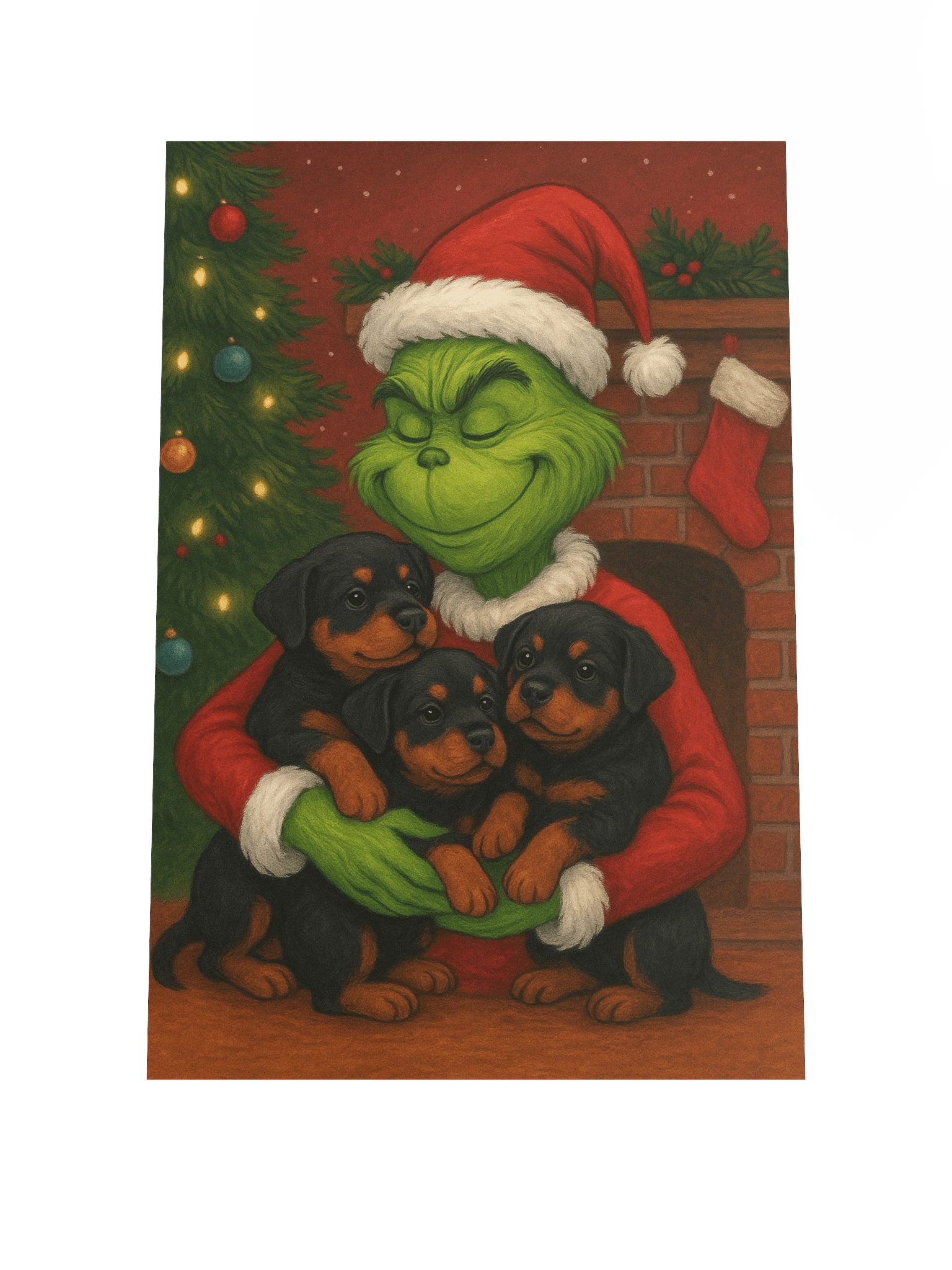 Grinch & Rottweiler puppies Festive Poster product image (2)