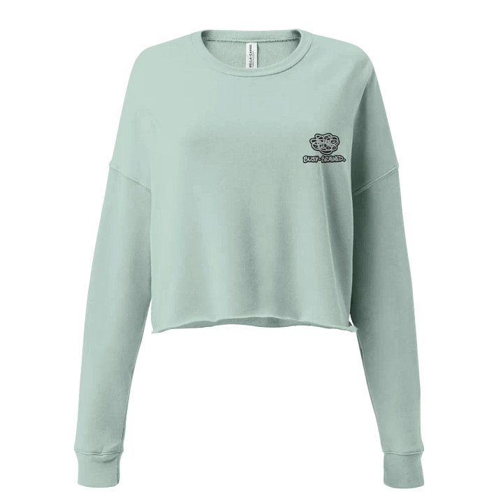 BUSY BRAINED (B&W lined design) embroidered fleece crop crew product image (49)
