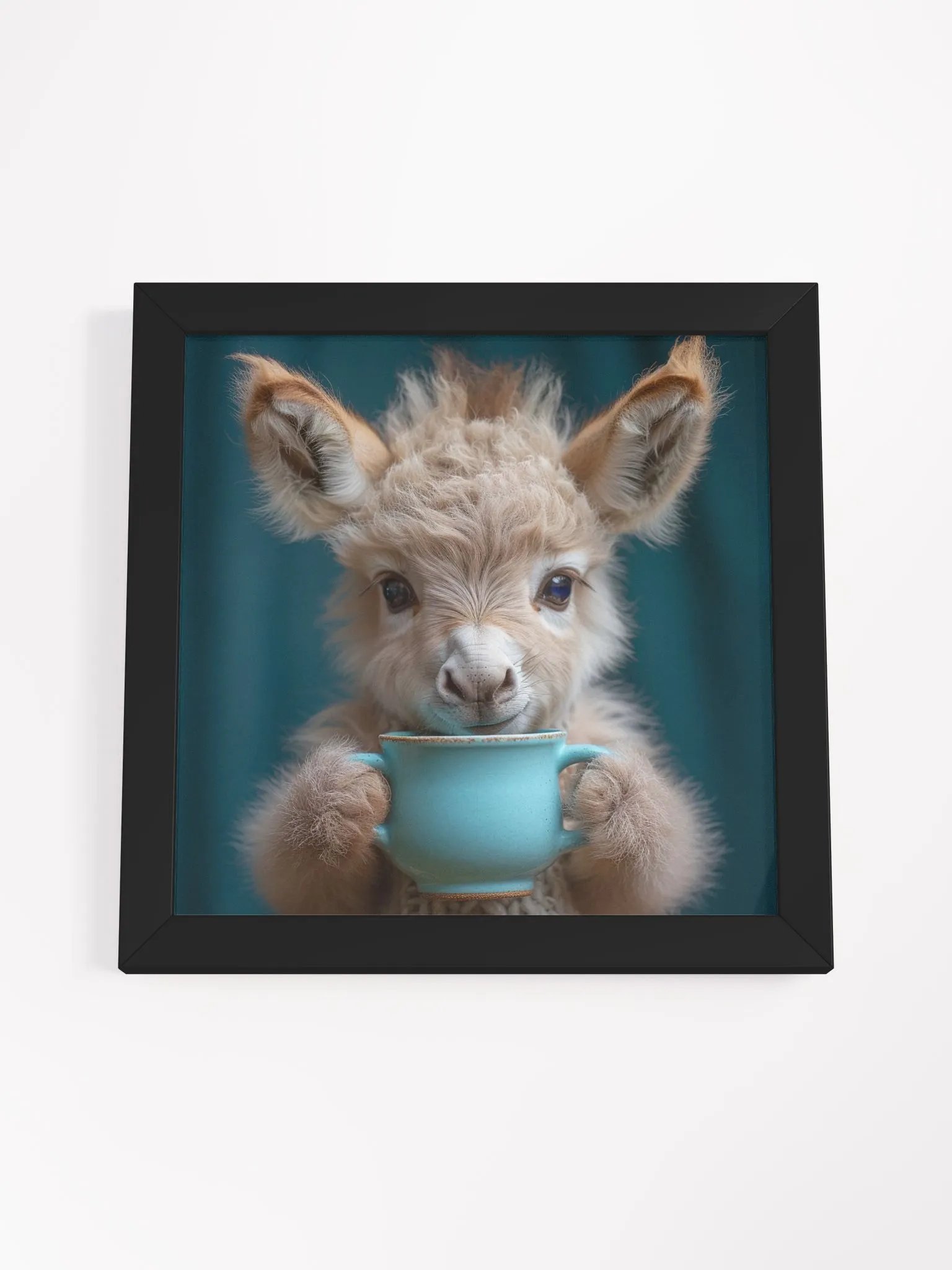 Coffee Lover Cute Baby Donkey Burro Framed Wall Art product image (2)