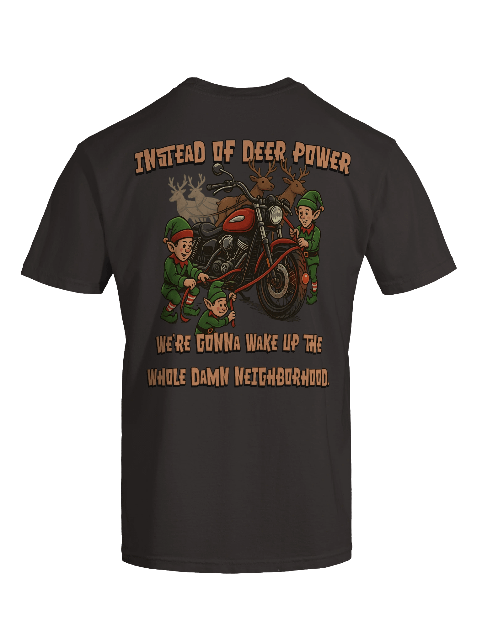 Throttle & Iron “Reindeer Power” Holiday Tee — Neighborhood Edition (Pocket Design) product image (1)