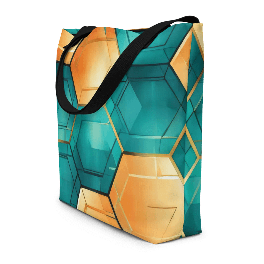 Hexagonal Harmony: Teal and Gold Geometric Fusion product image (7)
