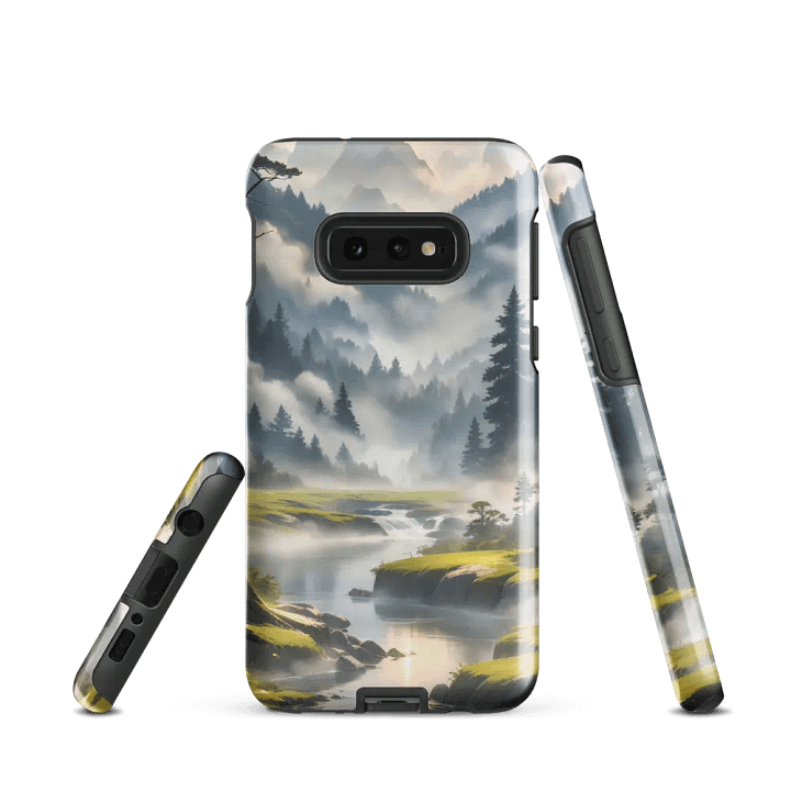 Misty Mountains Samsung Tough Case – Enchanting Forest River in Morning Fog product image (2)