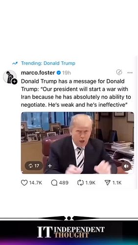 I would say “the jokes write themselves”, but there’s honestly nothing funny about a potential world war. 

Donald Trump is a...