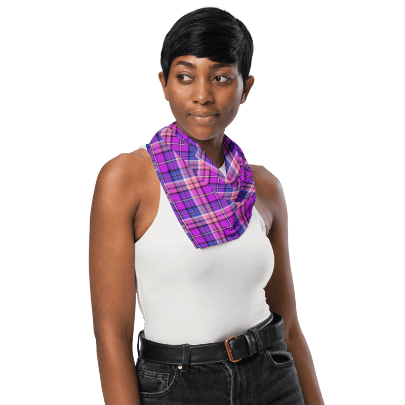 Bright Purple, Pink, and Blue Plaid Bandana product image (3)