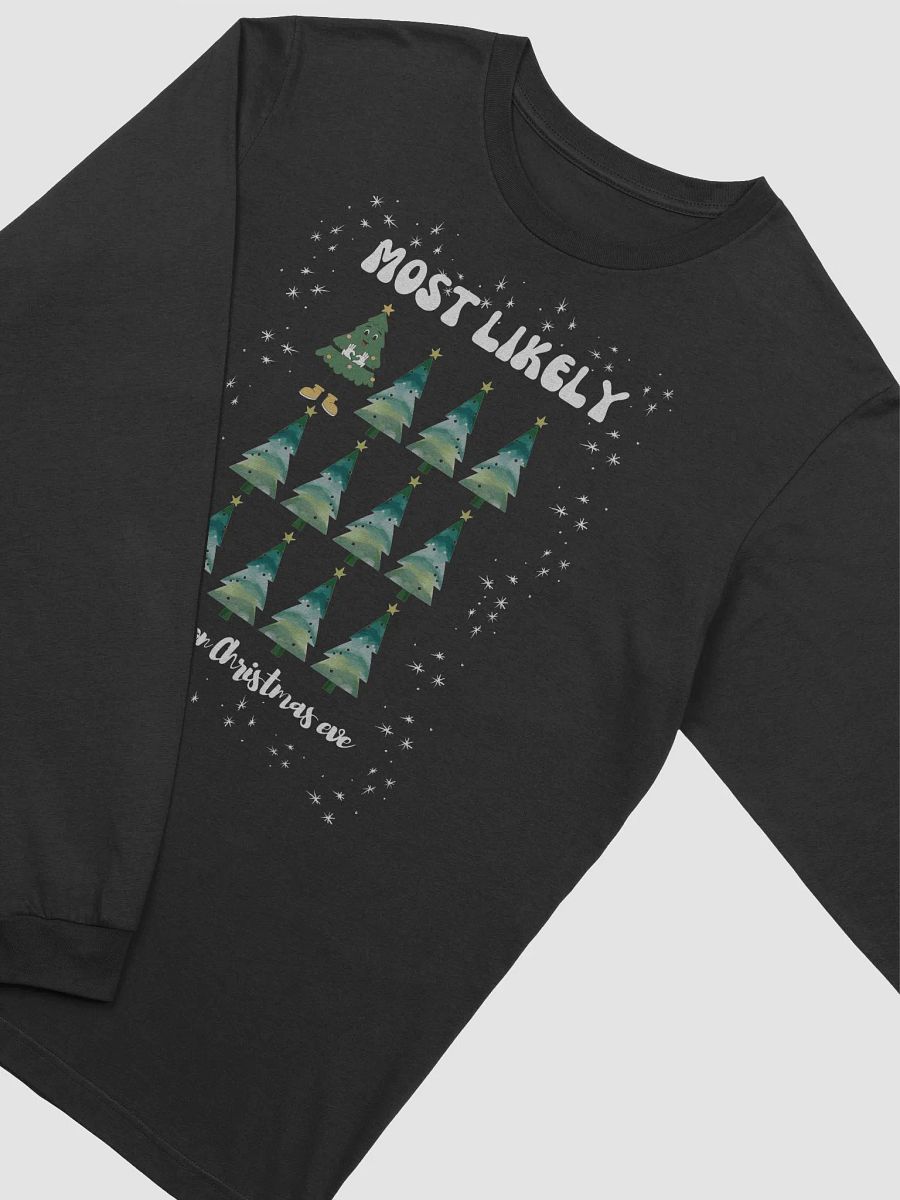 Festive Retro Cartoon Character Christmas Tree "Most Likely to Shop on Christmas Eve" Long Sleeve Tee product image (25)