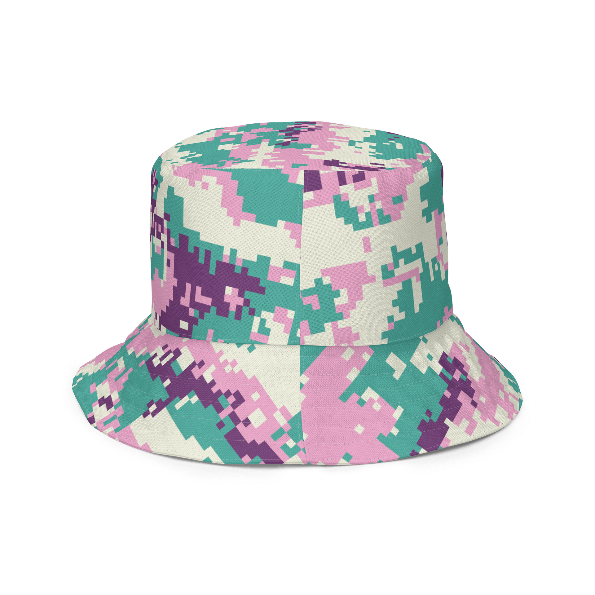 Pixelated Blue and Pink Camo Reversible Bucket Hat product image (4)