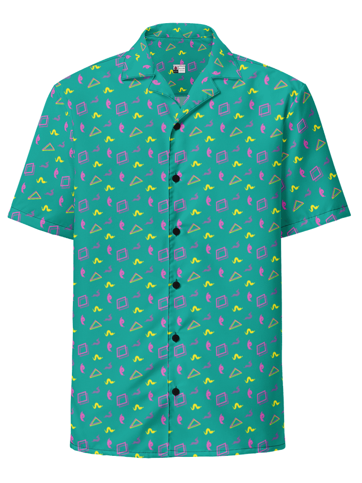 Oh Worm teal pattern button down shirt product image (1)