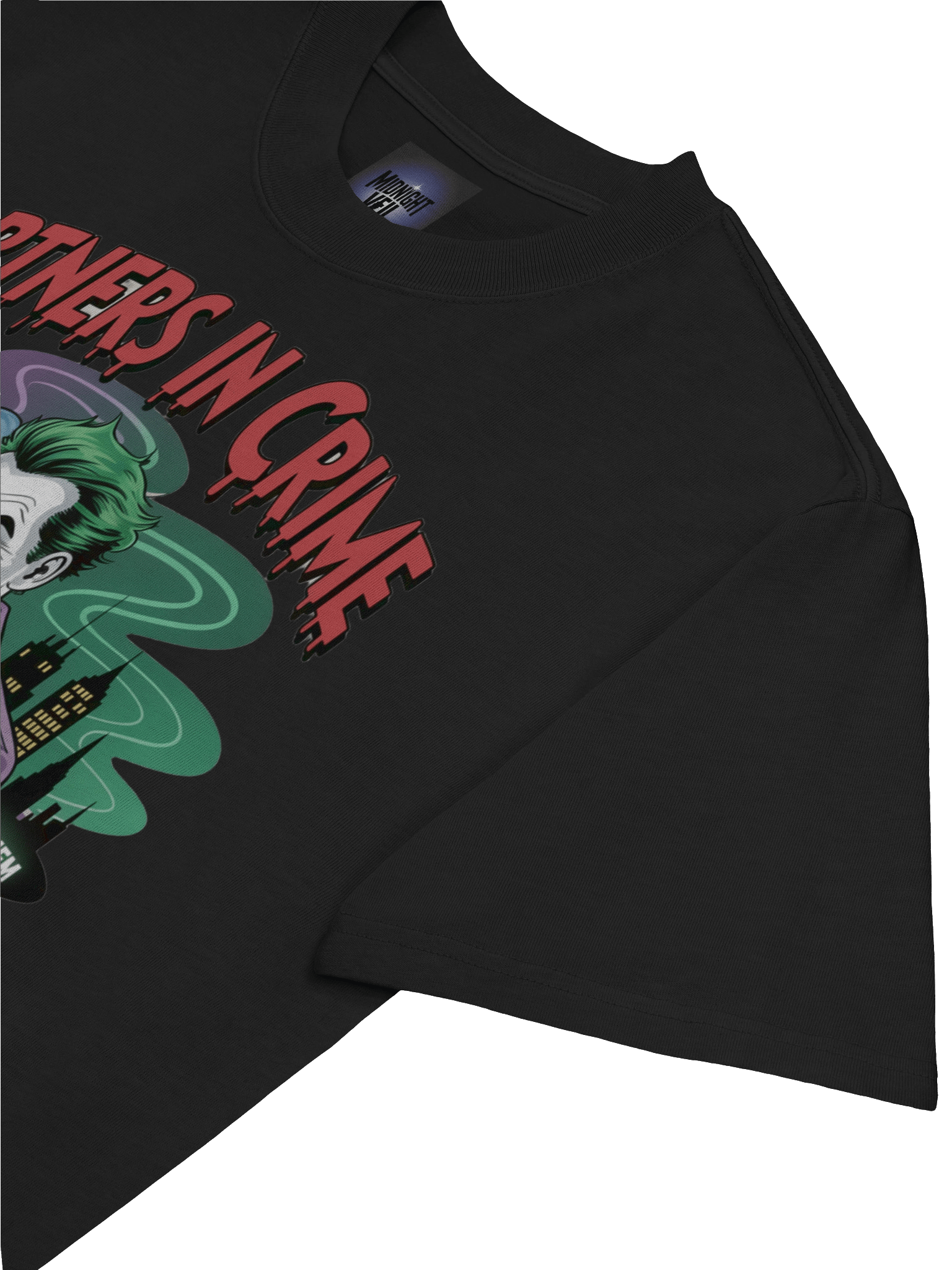 Partners in Crime: Harley Quinn & Joker Shadowed Shenanigans Oversized Faded Unisex T-Shirt product image (7)