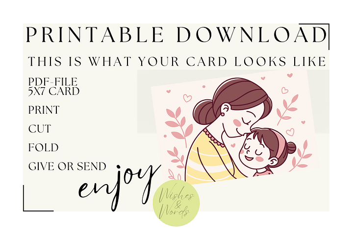 Printable Heartfelt Mothersday Greeting Card - Digital Download product image (2)