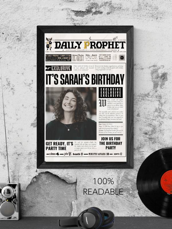 Magical Birthday Party Announcement Newspaper Daily Prophet Template I 100% Customizable product image (3)