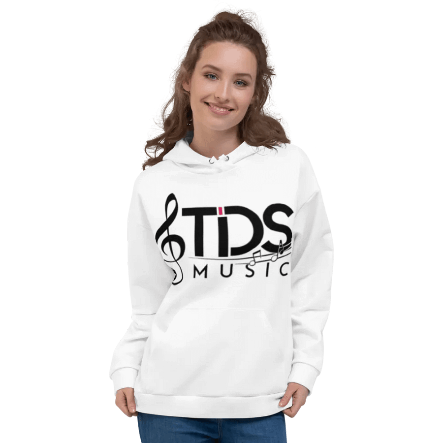 TDS Music Logo Unisex Recycled Hoodie - White, Musical Design product image (2)