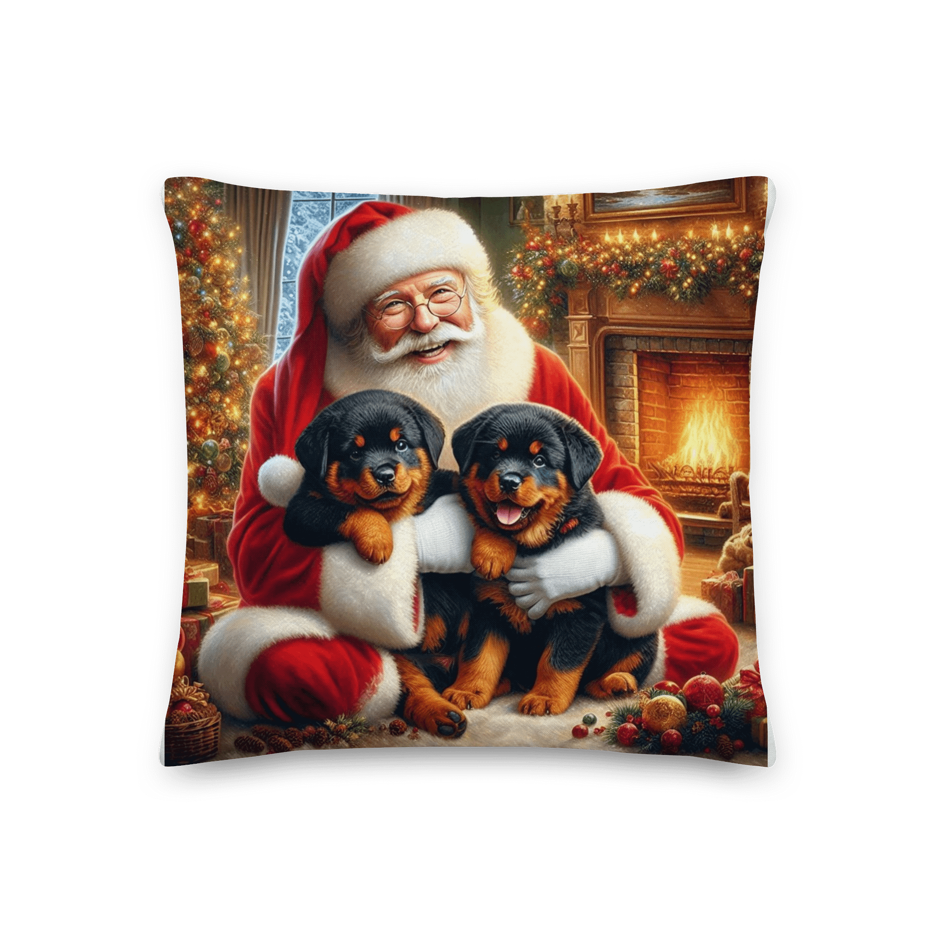 Rottweiler Santa's Puppy Party Festive Pillow product image (1)