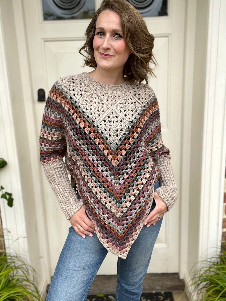 FRANNY GRANNY PONCHO CROCHET PATTERN WITH OPTIONAL SLEEVES product image (8)
