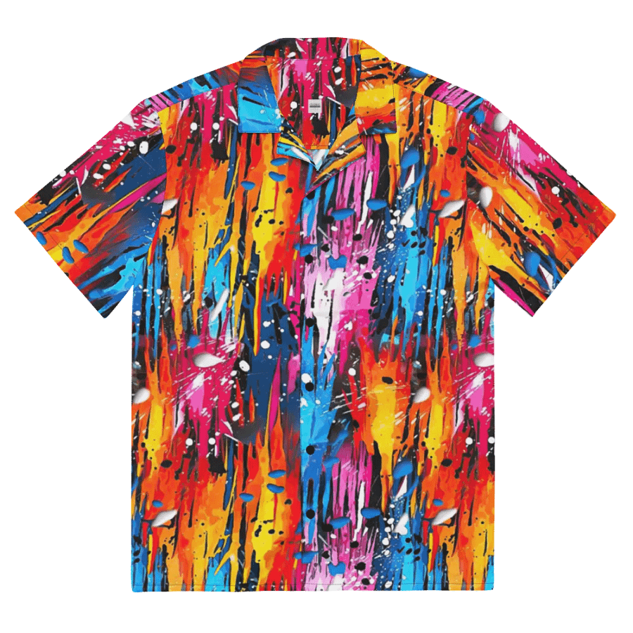 Custom Unisex Button Down Short Sleeve Shirt _ CoachShawStudio's Streetwear Collection_ Abstract Graffiti Art Mountain Blizzard _ Vibrant Colored Designer Shirt product image (2)