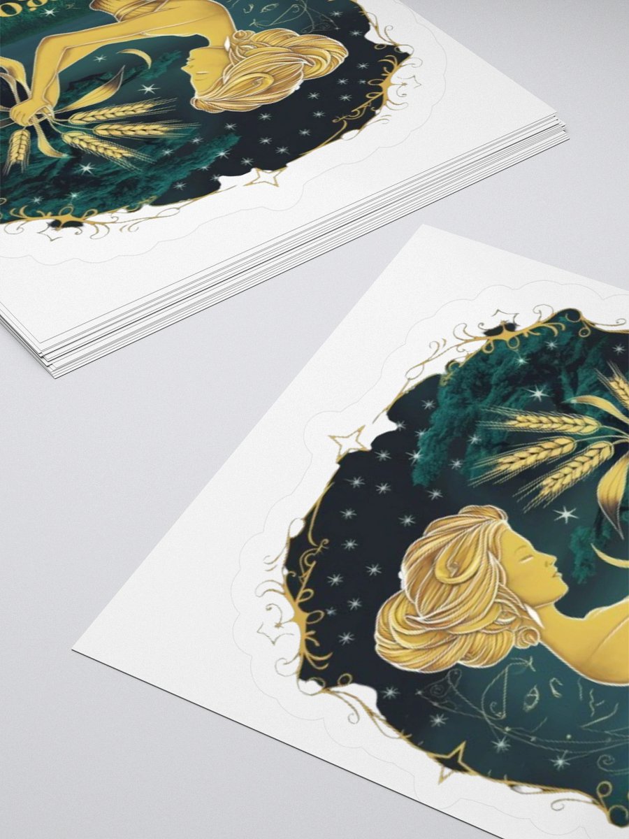 Virgo Zodiac Sticker - Maiden with Wheat & Floral - Durable Vinyl product image (12)