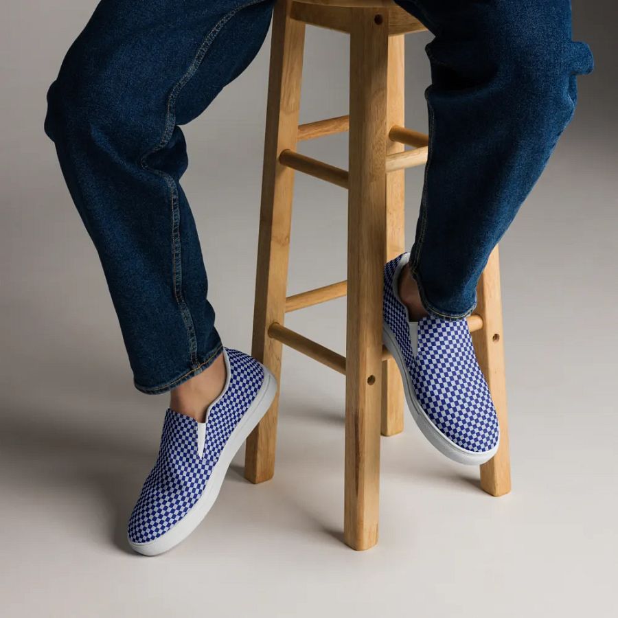 CONTRAST™ Elegant Blue Checkered Slip-On Men Shoes n. 28 product image (4)