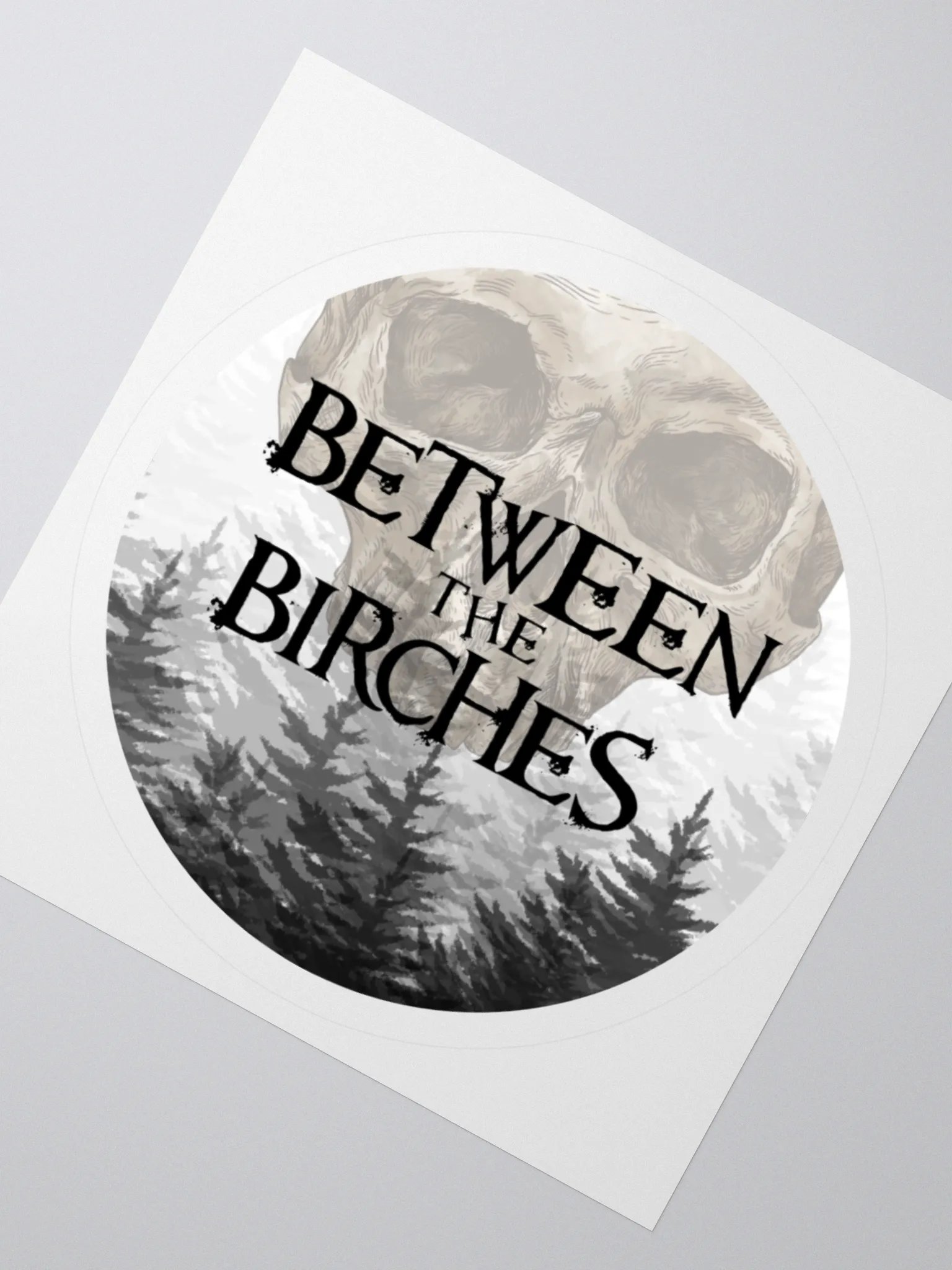 Between the Birches // Skull and Woods Circle Sticker product image (2)