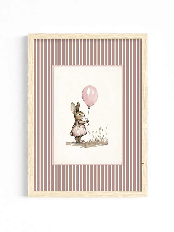 Vintage Pink Bunny Nursery Print product image (1)