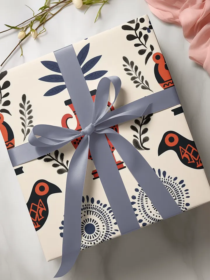 Hellenic Folk Elegance: Greek Heritage Wrapping Paper (Set of 3) product image (2)