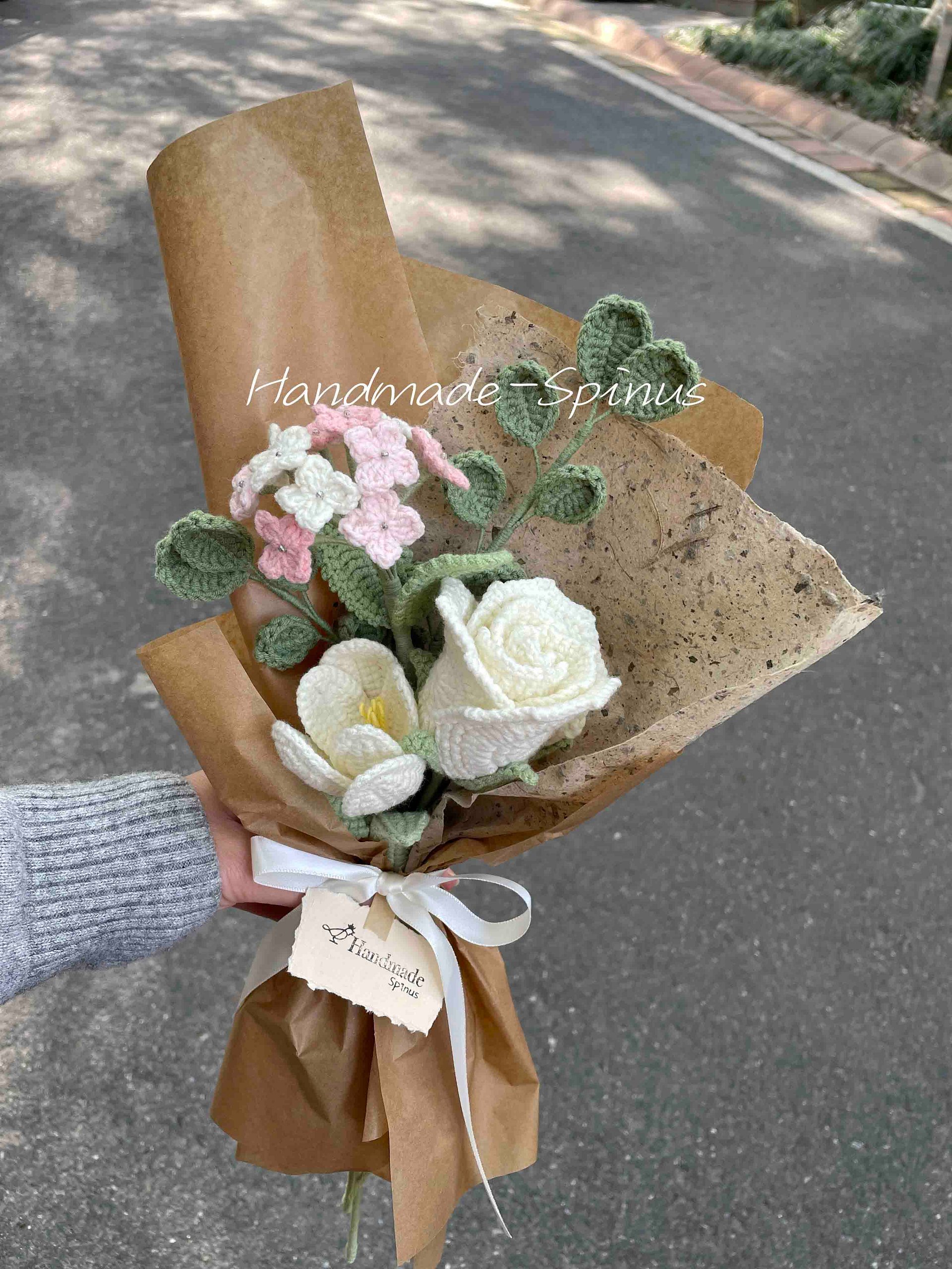 White Rose Fresh Romantic Crochet Knit Bouquet product image (1)