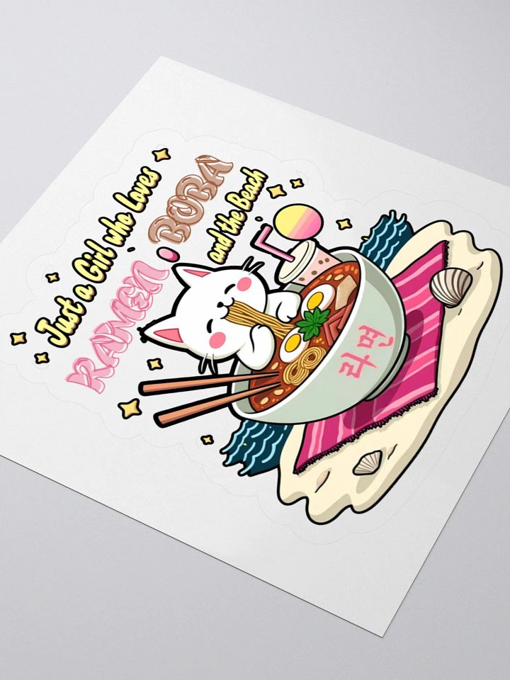 Ramen Cat - Just a Girl who loves Ramen Boba and the Beach Sticker product image (1)